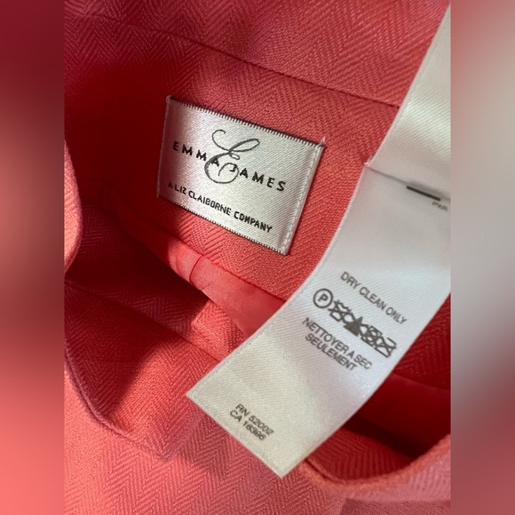 Emma James Blazer Sz 10 Orange Linen Blend Lightweight 3/4 Sleeve - Picture 6 of 7
